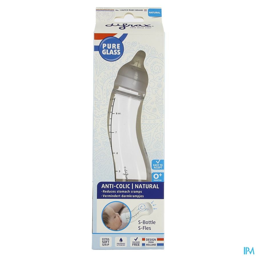 Difrax S-fles Natural Glas Wit 250ml