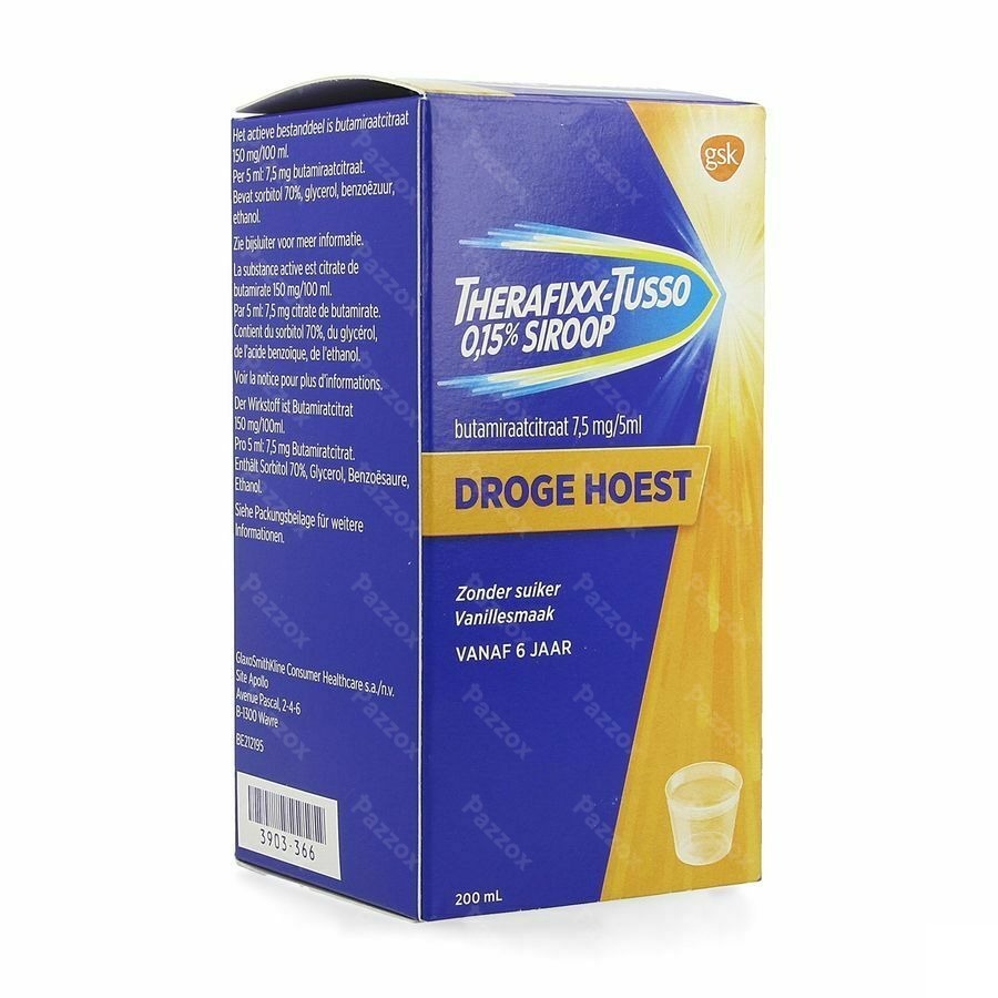 Therafixx-Tusso 0,15% Droge Hoest Siroop 200ml