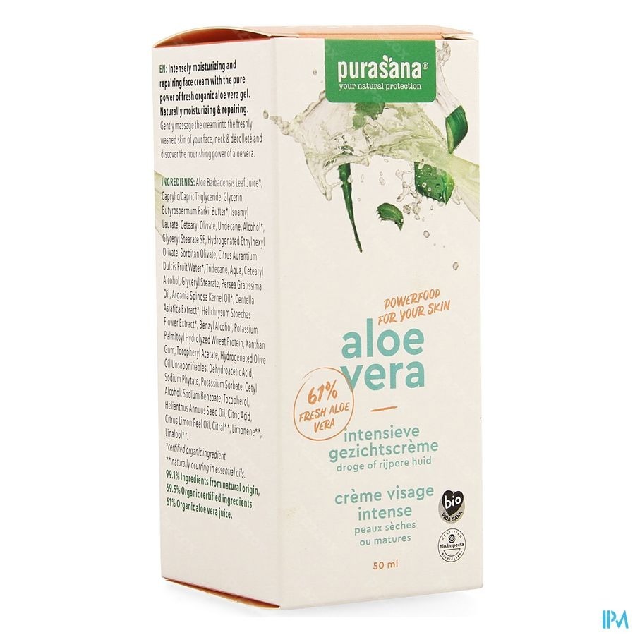 Purasana Vegan Aloe Vera Intens. Gezichtscr 50ml