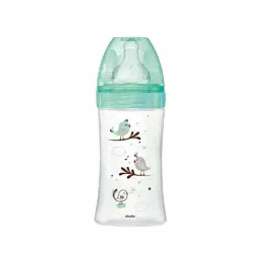 Dodie Zuigfles Glas Initiatie+ Groene Vogels 270ml