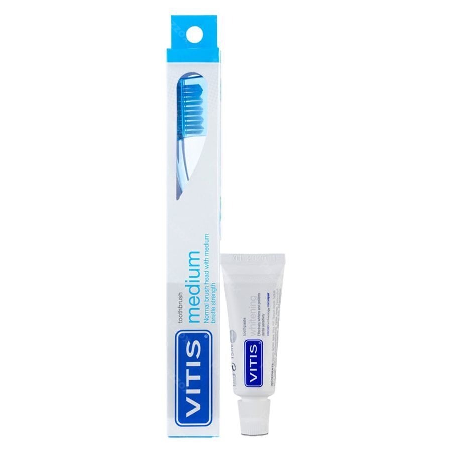 Vitis Medium Tandenborstel + Gratis Tandpasta 15ml