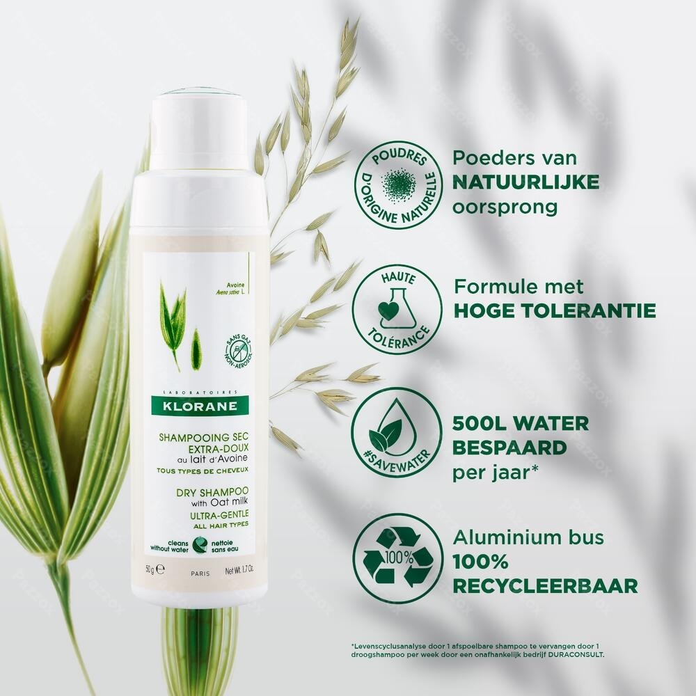 Klorane Extra Zachte Droogshampoo met Havermelk Alle Haartypes 50g