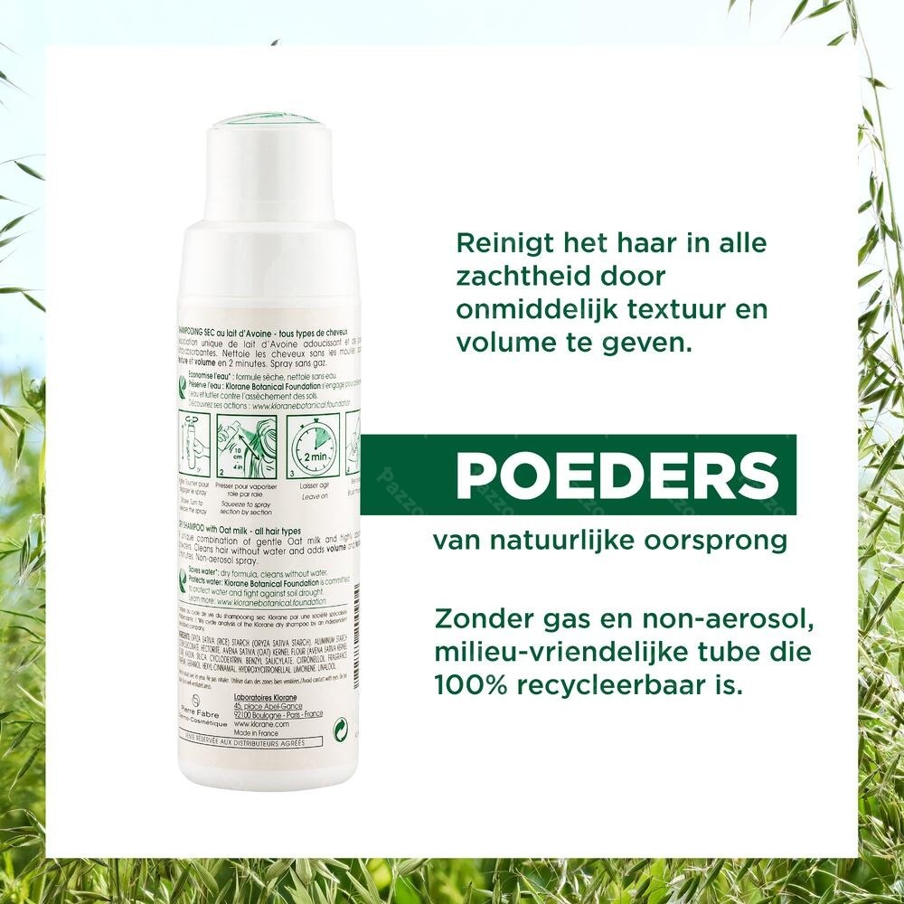 Klorane Extra Zachte Droogshampoo met Havermelk Alle Haartypes 50g