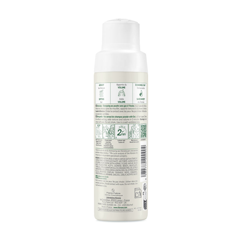 Klorane Extra Zachte Droogshampoo met Havermelk Alle Haartypes 50g