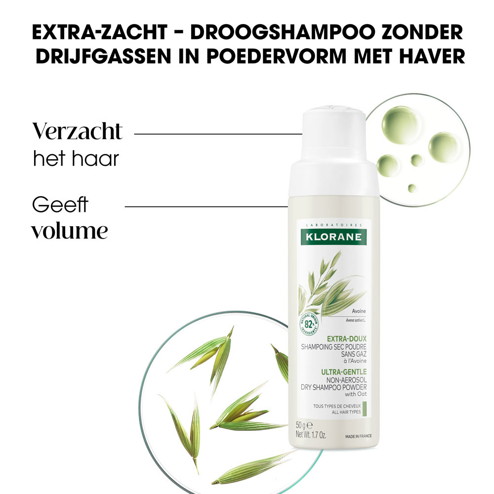 Klorane Extra Zachte Droogshampoo met Havermelk Alle Haartypes 50g