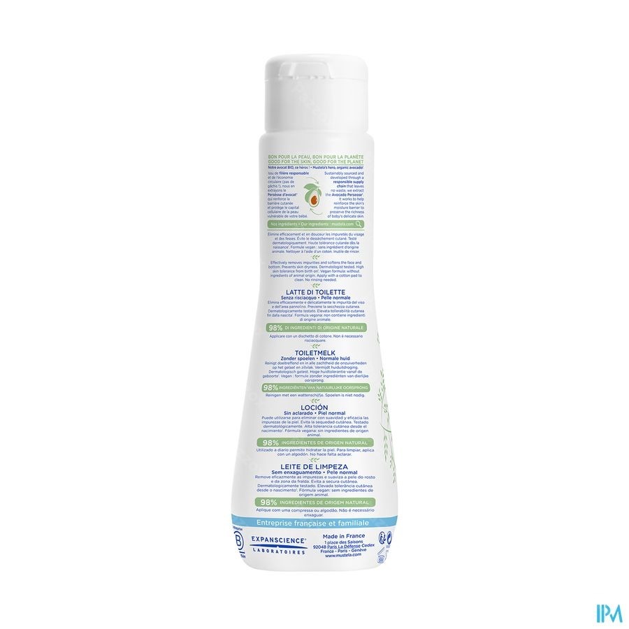 Mustela Toiletmelk zonder Spoelen 200ml