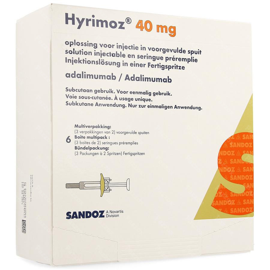 Hyrimoz 40mg Opl Inj 50mg/ml Voorgev. Spuit 6