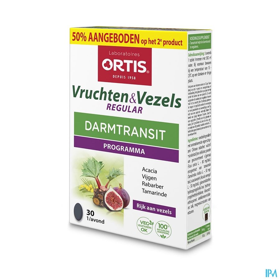 Ortis Vruchten en Vezels 2x30 tabletten 2de -50%