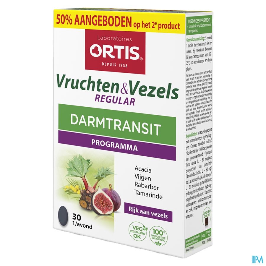 Ortis Vruchten en Vezels 2x30 tabletten 2de -50%