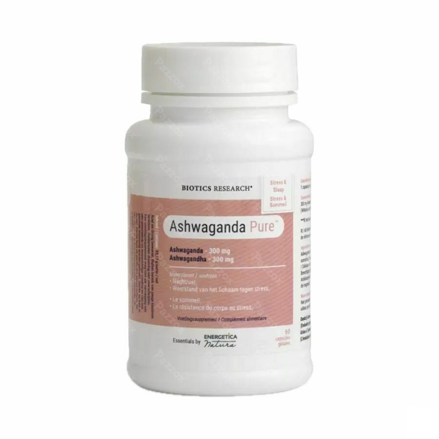 Ashwagandha Pure Voedingssupplement Adaptogene Werking Bij Stress En Angst 60 Capsules