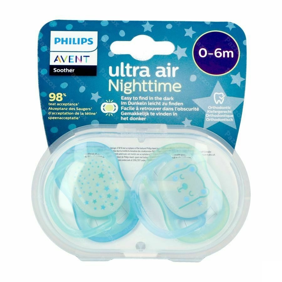 Philips Avent Fopspeen Air Night Boy 2 Stuks +0m
