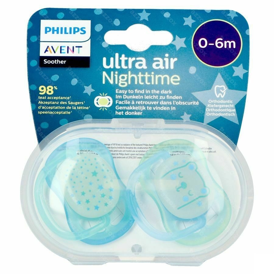 Philips Avent Fopspeen Air Night Boy 2 Stuks +0m