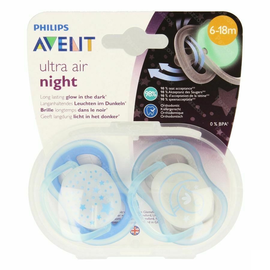 Philips Avent Fopspeen Air Night Boy 2 Stuks +6m 