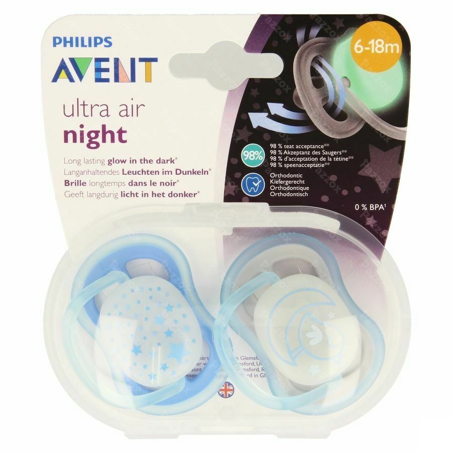 Philips Avent Fopspeen Air Night Boy 2 Stuks +6m 