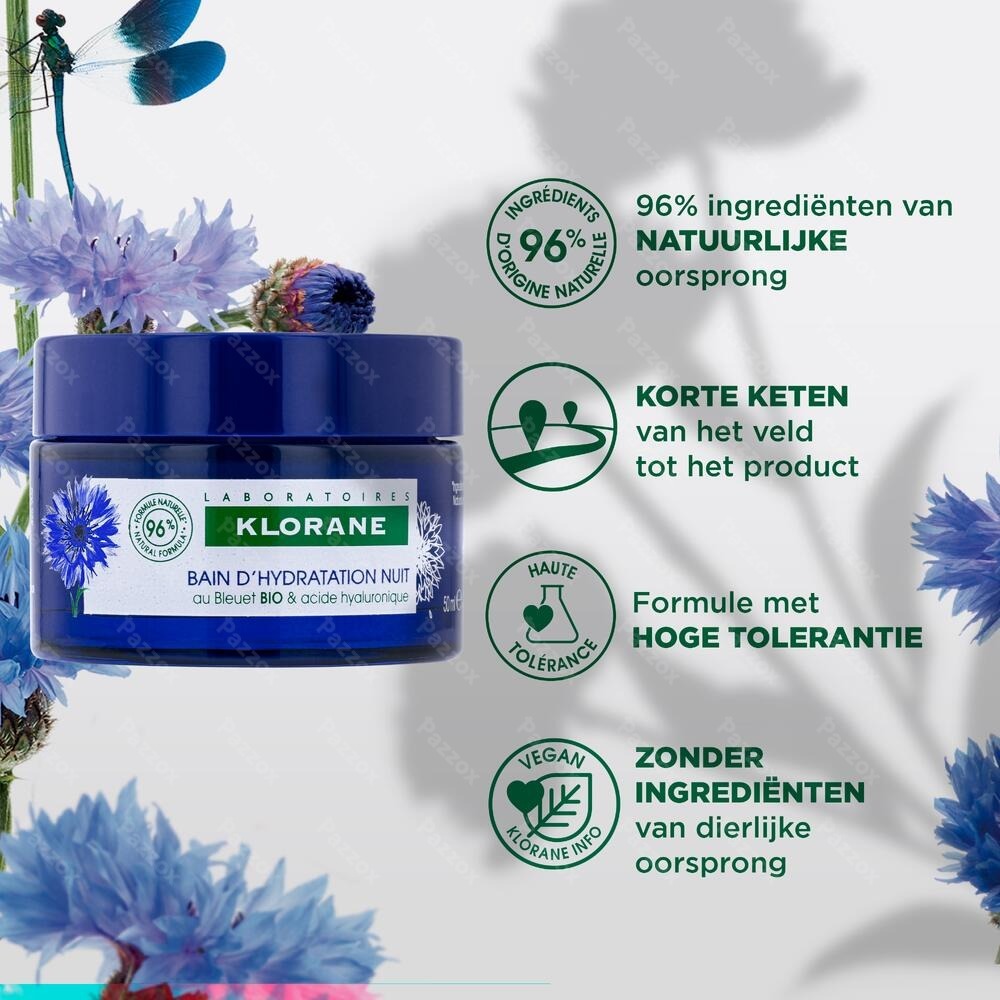 Klorane Gezicht Korenbloem Nacht Hydra Bad 50ml