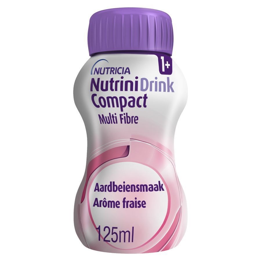 NutriniDrink Compact Multi Fibre Aardbeiensmaak 4x125ml