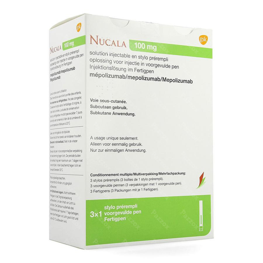 Nucala 100mg Opl Inj Voorgevulde Pen 3 X 1ml
