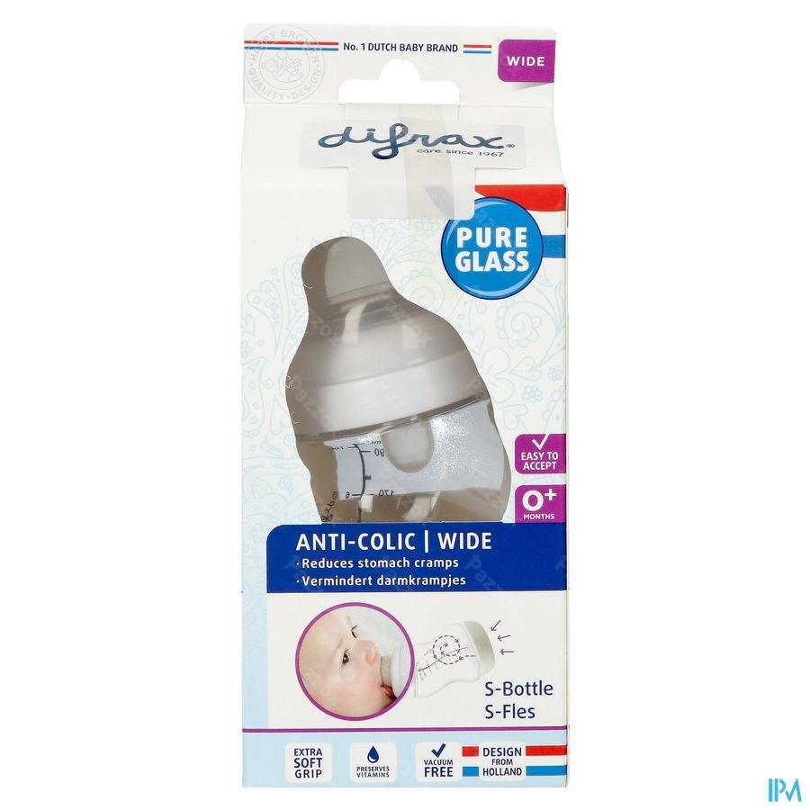Difrax S-fles Breed Glas 200ml