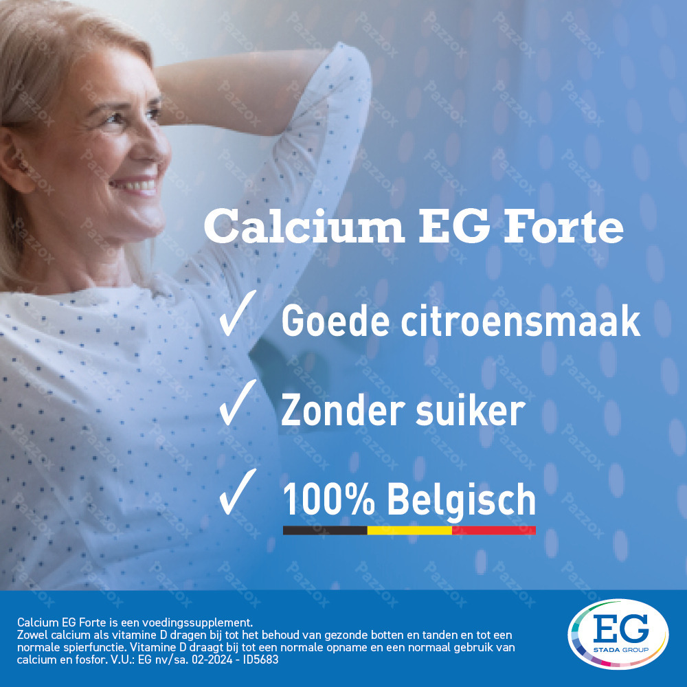 Calcium-D EG Forte 1000mg Calcium 800I.E. Vitamine D3  Citroensmaak 90 Kauwtabletten 