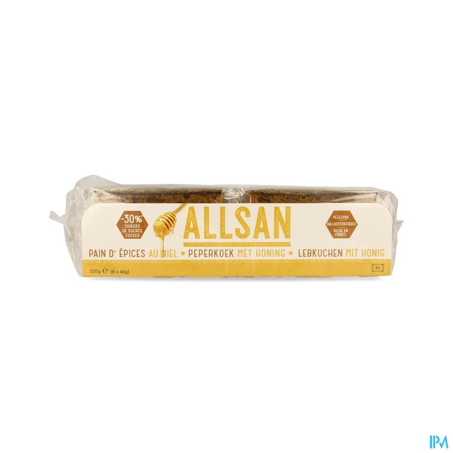 Allsan Peperkoek Honing 8x40g Revogan