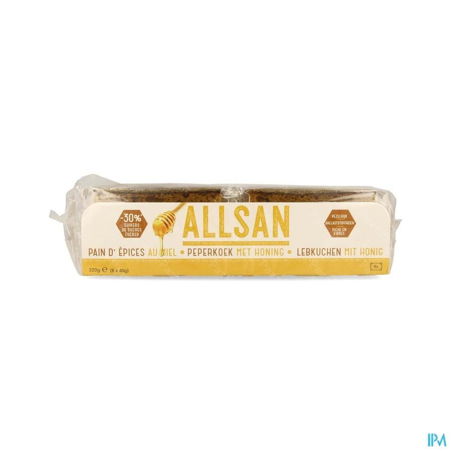 Allsan Peperkoek Honing 8x40g Revogan