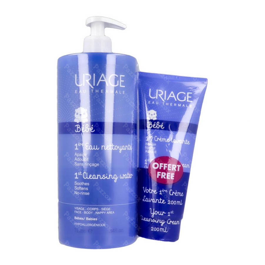 Uriage Thermale Baby 1ste Reinigingswater 1l + Gratis Reinigingscrème 200ml