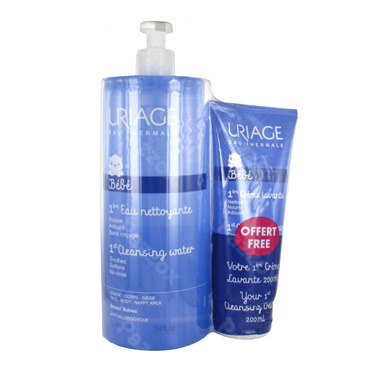 Uriage Thermale Baby 1ste Reinigingswater 1l + Gratis Reinigingscrème 200ml