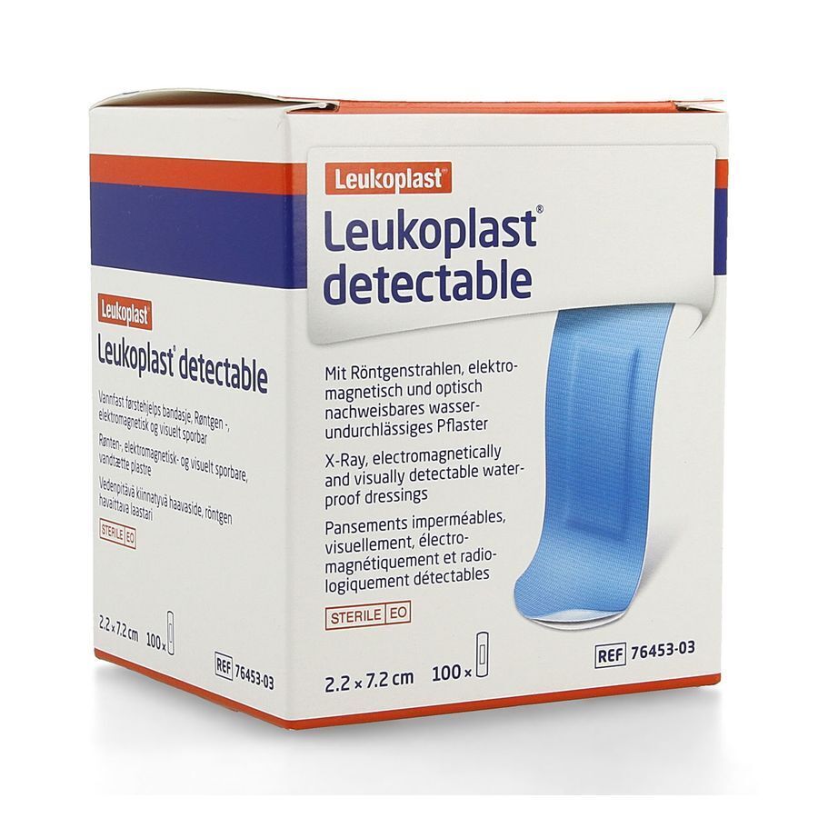 Leukoplast deteerbaar, blauw, wondpleister, 2,2x7,2cm, 100 st.