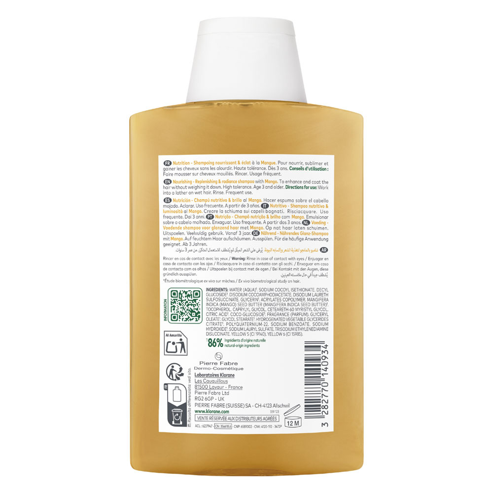 Klorane Voedende Shampoo Met Mangoboter Droog Haar 200ml
