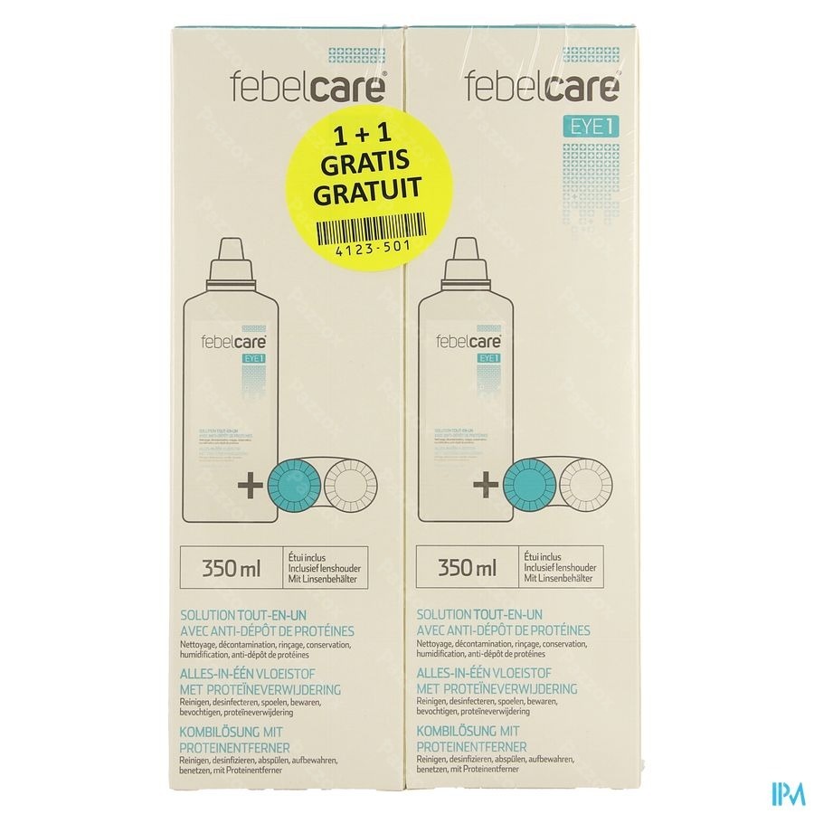 Febelcare Eye 1 Vloeist.contactlens 350ml 1+1grat.