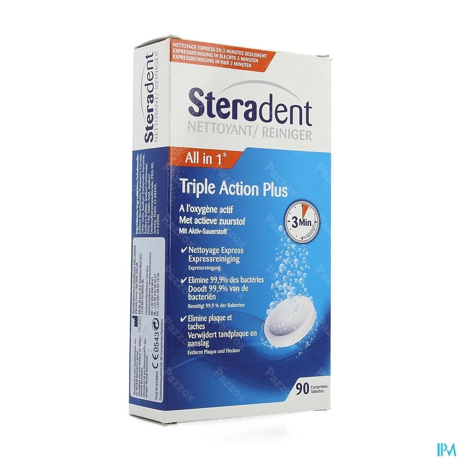 Steradent Triple Action Plus Tabl 90