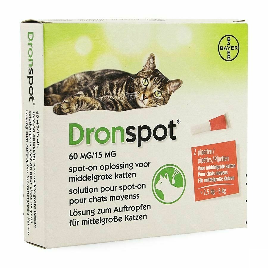 Dronspot 60mg/15mg Spot-on Kat Medium>2,5-5kg Pip2