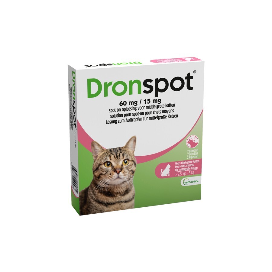 Dronspot 60mg/15mg Spot-on Kat Medium>2,5-5kg Pip2 afbeelding