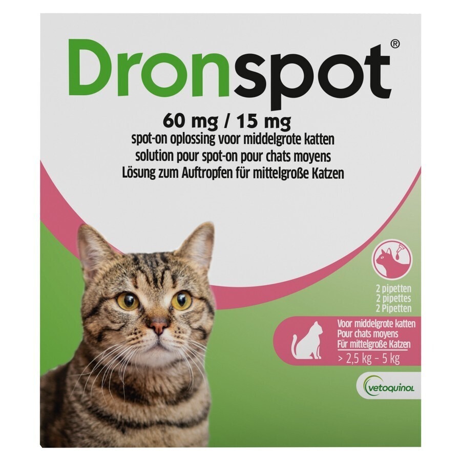 Dronspot 60mg/15mg Spot-on Kat Medium>2,5-5kg Pip2