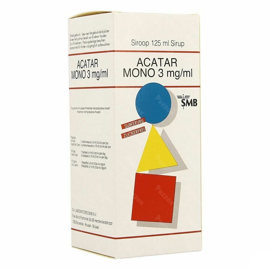 Acatar Mono 3mg/ml Droge Hoest Siroop 125ml