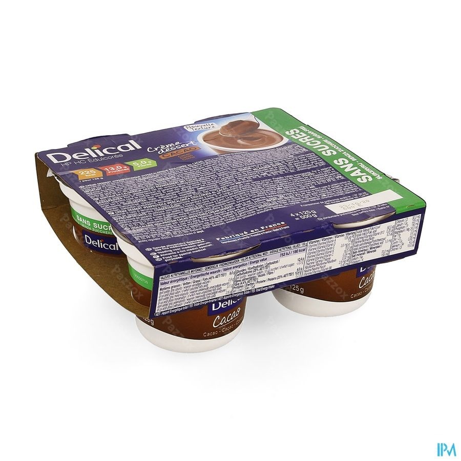Delical Creme Dessert Hp-hc Z/suiker Cacao 4x124g