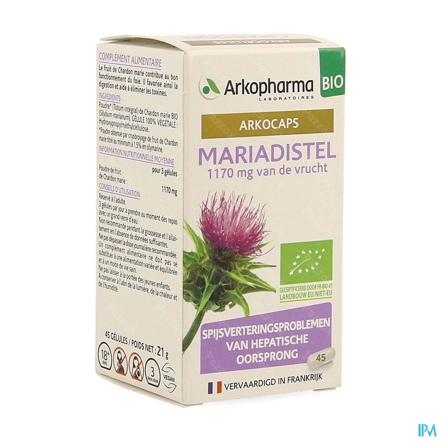 Arkopharma Arkocaps Mariadistel Bio 45 Capsules