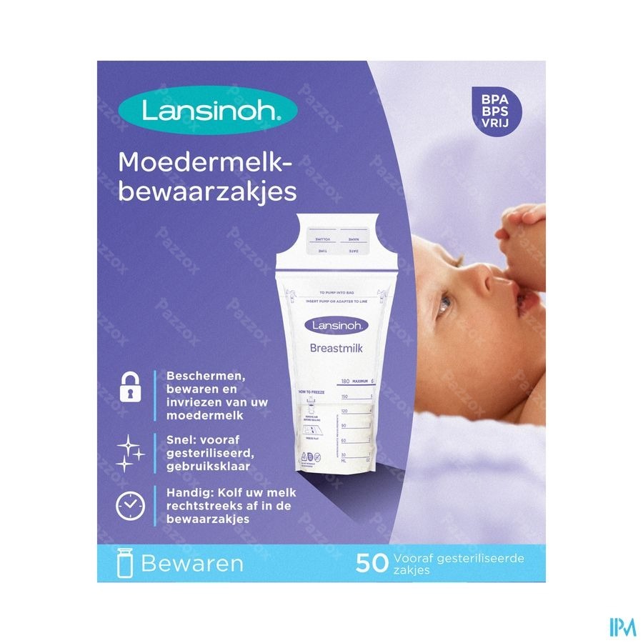 Lansinoh Bewaarzakjes Moedermelk 50 Zakjes