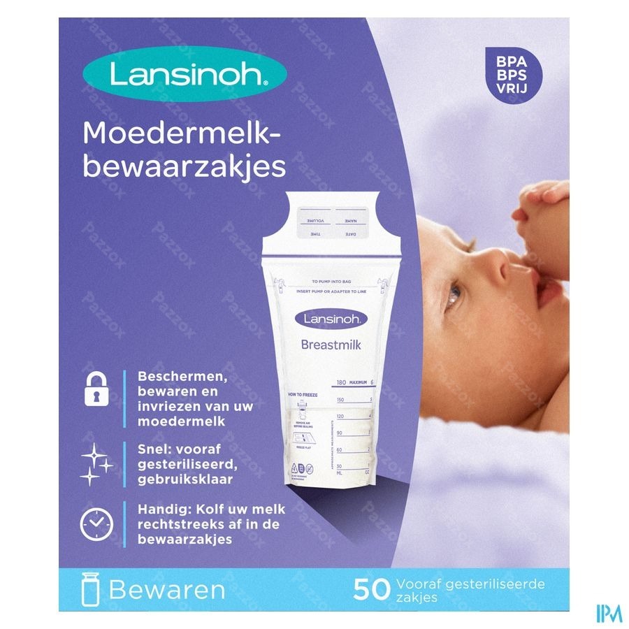 Lansinoh Bewaarzakjes Moedermelk 50 Zakjes