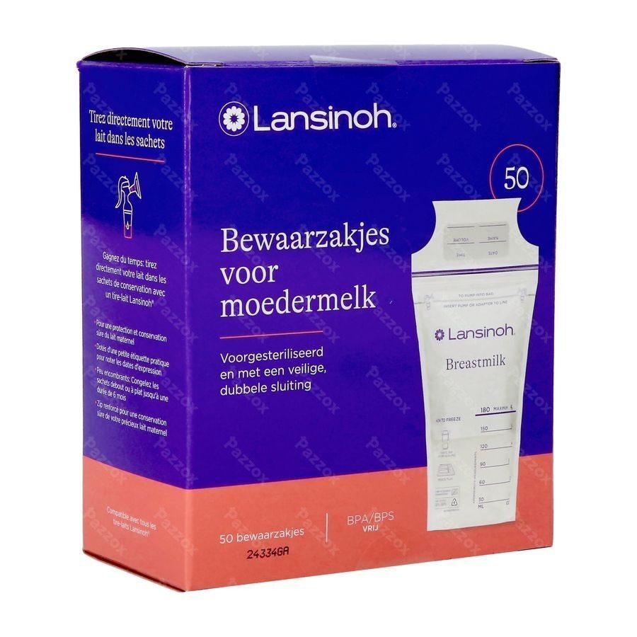 Lansinoh Bewaarzakjes Moedermelk 50 Zakjes