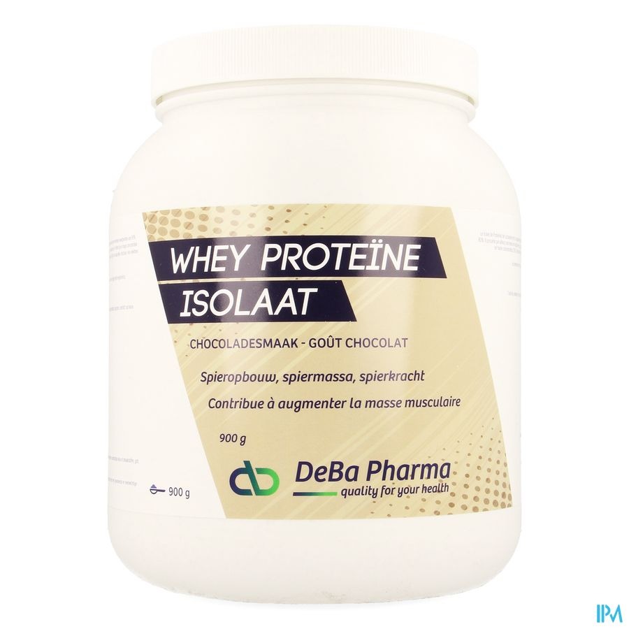 Whey Proteine Isolaat Chocolade 900g Deba