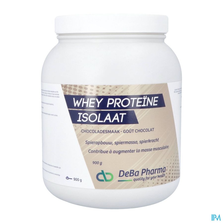 Whey Proteine Isolaat Chocolade 900g Deba