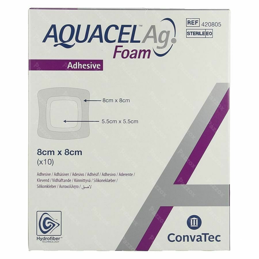 Aquacel Ag Foam Adhesief 8x8cm 10