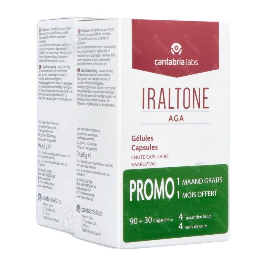 Iraltone AGA Voedingssupplement Anti Haaruitval 90 + 30 Capsules