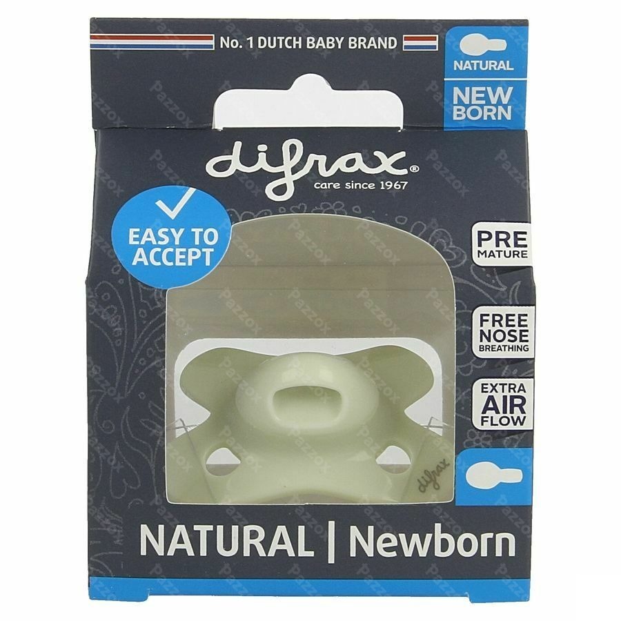 Difrax Fopspeen Natural Newborn Uni/pure Assorti