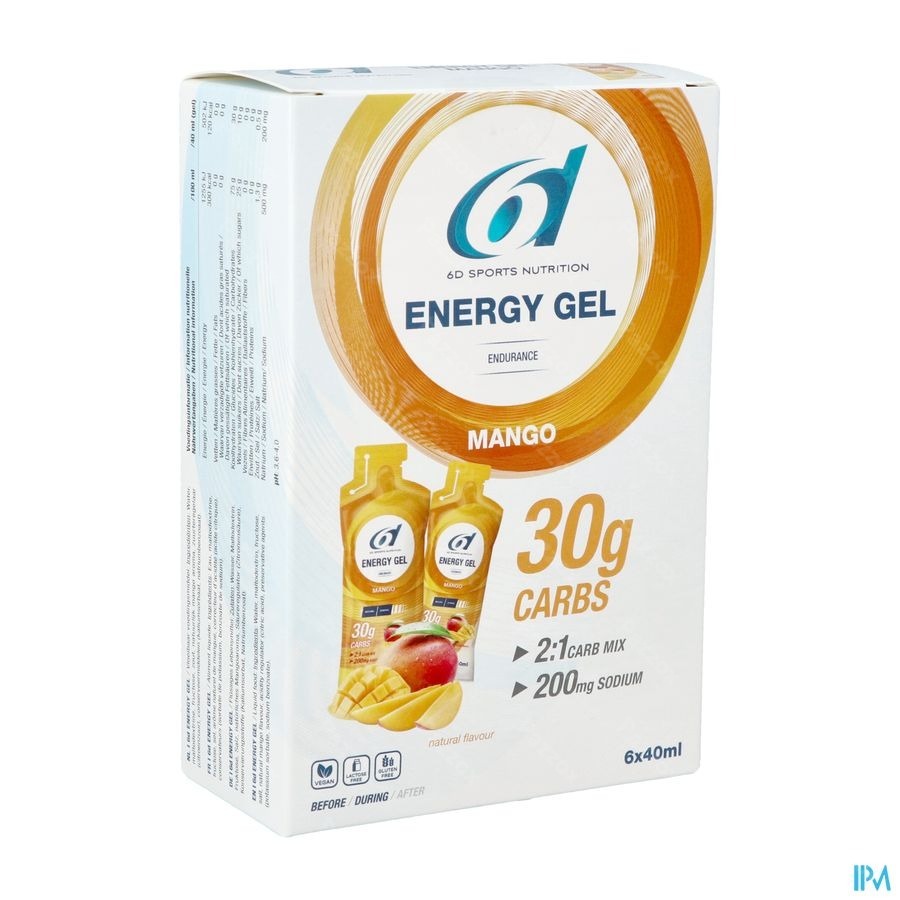 6d Sports Nutrition Energy Gel Mango 6x40ml