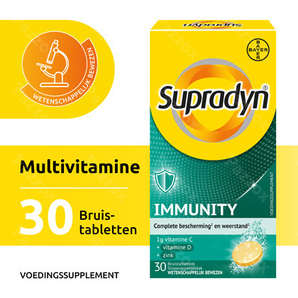 Supradyn Immunity Voedingssupplement Weerstand Vitamine C, D en Zink 30 Bruistabletten