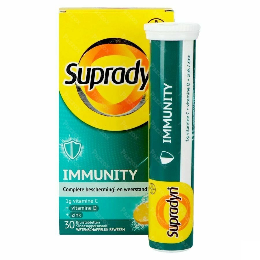 Supradyn Immunity Voedingssupplement Weerstand Vitamine C, D en Zink 30 Bruistabletten