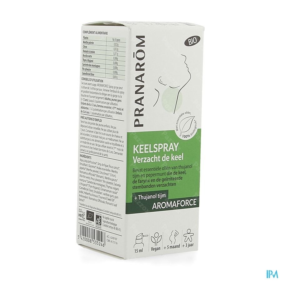 Pranarôm Verzachtende Keelspray Bio 15ml