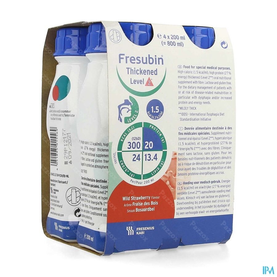 Fresubin Thickened Level 2 Drink Aardbei 4x200ml